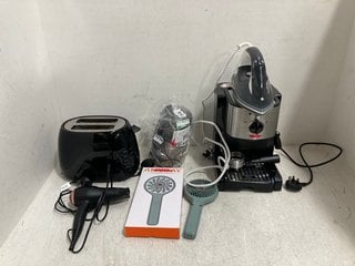 QTY OF ASSORTED JOHN LEWIS AND PARTNERS ITEMS TO INCLUDE RECHARGEABLE HANDHELD FAN , STAINLESS STEEL COFFEE MACHINE , SPEED STEAM IRON: LOCATION - H11