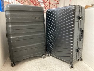 2 X ASSORTED JOHN LEWIS AND PARTNERS LARGE SIZED HARDSHELL TRAVEL SUITCASES IN BLACK: LOCATION - H8