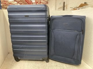 2 X ASSORTED SIZED JOHN LEWIS AND PARTNERS HARD/SOFT SHELL TRAVEL SUITCASES IN DARK NAVY: LOCATION - H8