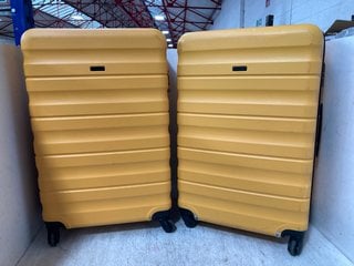 2 X JOHN LEWIS AND PARTNERS LARGE SIZED HARDSHELL TRAVEL SUITCASES IN YELLOW: LOCATION - H8