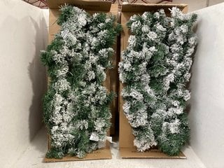 2 X 9 FOOT PRE - LIT EMPEROR FLOCKED GARLANDS: LOCATION - E8