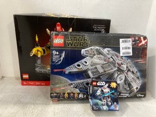 3 X ASSORTED LEGO BUILD KITS TO INCLUDE STAR WARS LUKE SKYWALKER X - WING MECH BUILD KIT MODEL: 75390: LOCATION - E9