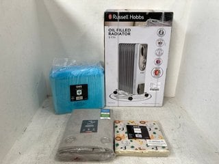 4 X ASSORTED ITEMS TO INCLUDE RUSSELL HOBBS 3 FIN OIL FILLED RADIATOR: LOCATION - E10