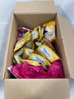 BOX OF ASSORTED NEW YOU PLAN DIET FOOD ITEMS TO INCLUDE NY PROTEIN CRUNCHTASTIC CHICKEN TORTILLA CHIPS BB: 01/26: LOCATION - E13