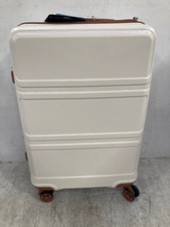 KONO SMALL SIZED HARDSHELL TRAVEL SUITCASE IN CREAM: LOCATION - E14