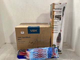 3 X ASSORTED HOUSE HOLD CLEANING ITEMS TO INCLUDE VAX SPOT WASH MAX PET - DESIGN SPOT WASHER MODEL: CDSW - MSXP: LOCATION - F17