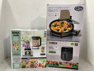 3 X ASSORTED KITCHEN ITEMS TO INCLUDE QUEST MULTIFUNCTION ELECTRIC COOKER , TOWER 3L DIGITAL AIR FRYER: LOCATION - F17