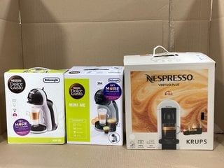 2 X DELONGHI NESCAFE DOLCE GUSTO MINI ME COFFEE MACHINES TO INCLUDE NESPRESSO VERTUO COFFEE MACHINE: LOCATION - F16