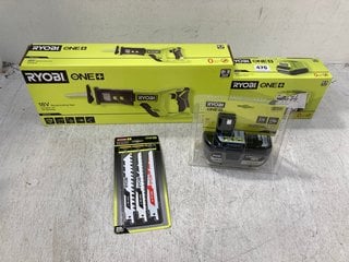 4 X ASSORTED RYOBI TOOL ITEMS TO INCLUDE 18V COMPACT FAST CHARGER , 18V RECIPROCATING SAW: LOCATION - F8