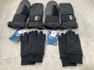 2 X PAIRS OF DEVEMBR SKIING MITTENS IN BLACK SIZE: S: LOCATION - E1