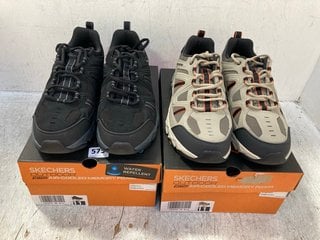 2 X SKECHERS OUTDOORS AIR COOLED MEMORY FOAM WATER REPELLENT WALKING SHOES IN BLACK SIZE: 10: LOCATION - F4