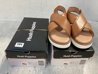 2 X HUSH PUPPIES CLARISSA CROSS OVER SANDALS IN BLUSH AND TAN SIZE: 7: LOCATION - F3