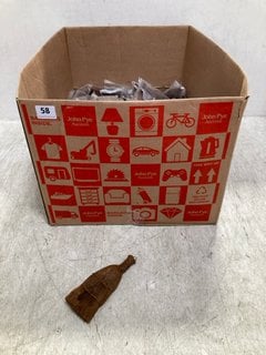 BOX OF SMALL WOODEN BROOM ENDS (FOR PROPS OR TOYS): LOCATION - E2