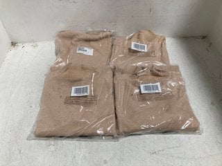 4 X D&CO WOMENS HIGH NECK KNITTED JUMPERS IN BROWN SIZE: L , XL AND 2XL: LOCATION - G0