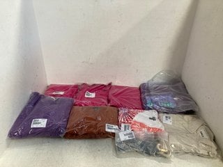 QTY OF ASSORTED WOMENS CLOTHING TO INCLUDE 3 X FRANK USHER PEARL EMBROIDERED SCARVES IN HOT PINK: LOCATION - G1