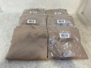 6 X D&CO WOMENS HIGH NECK KNITTED JUMPERS IN LIGHT BROWN SIZE: 3XL: LOCATION - G3