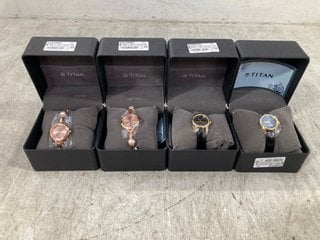 4 X ASSORTED COLOUR AND STYLE RAGA BY TITAN LADIES WRIST WATCHES: LOCATION - E3