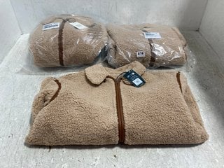 3 X WHITE STUFF WOMENS BORG JACKETS IN FLEECE BROWN SIZE: 12 , 14 AND 18: LOCATION - G7