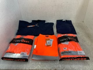 6 X ASSORTED PORTWEST MENS CLOTHING TO INCLUDE SOFTSHELL JACKET IN DARK NAVY SIZE: S: LOCATION - G8