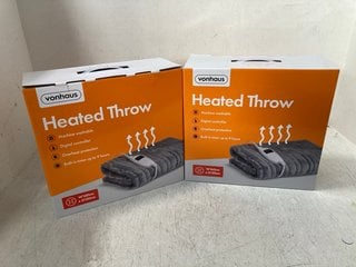 2 X VONHAUS GREY HEATED THROWS: LOCATION - G10