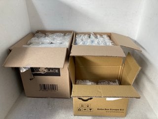 3 X BOXES OF ASSORTED PACKAGING ITEMS TO INCLUDE BOX OF 12OZ BLACK RIPPLE WALLED CUPS: LOCATION - G10