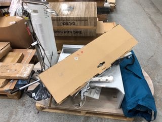 PALLET OF ASSORTED ITEMS TO INCLUDE JOHN LEWIS & PARTNERS LEVITY FLOOR LAMP IN SATIN NICKEL: LOCATION - A2 (KERBSIDE PALLET DELIVERY)