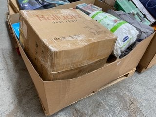 PALLET OF ASSORTED HOUSEHOLD ITEMS TO INCLUDE SILENTNIGHT ANTI-ALLERGY 10.5 TOG SINGLE DUVET: LOCATION - A5 (KERBSIDE PALLET DELIVERY)