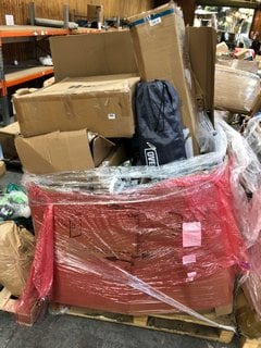 PALLET OF ASSORTED ITEMS TO INCLUDE DAYS LIGHTWEIGHT MANUAL WHEELCHAIR IN BLACK: LOCATION - A6 (KERBSIDE PALLET DELIVERY)