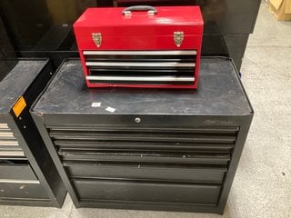 6 DRAWER METAL LOCKABLE TOOL CHEST IN BLACK TO ALSO INCLUDE 3 DRAWER METAL PORTABLE TOOL CHEST IN RED: LOCATION - A3