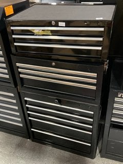 3 X METAL LOCKABLE TOOL CHESTS TO INCLUDE 5 DRAWER METAL LOCKABLE TOOL CHEST IN BLACK: LOCATION - A3