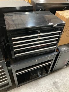 2 DRAWER METAL LOCKABLE ROLLING CABINET IN BLACK TO ALSO INCLUDE 5 DRAWER METAL LOCKABLE TOOL CHEST IN BLACK: LOCATION - A3