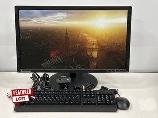 LENOVO THINKVISION T2324PA MONITOR AND LENOVO KEYBOARD & MOUSE PC ACCESSORIES IN BLACK. (WITH MAINS POWER CABLE AND OTHER ACCESSORIES) [JPTM128153]