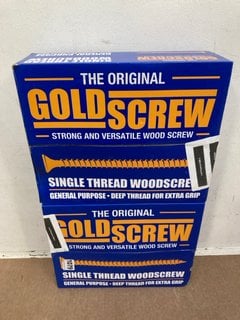 2 X BOXES OF THE ORIGINAL GOLD SCREW SINGLE THREAD WOODSCREWS: LOCATION - C3