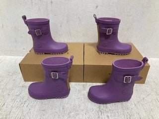 2 X KIDLY LABEL KIDS RAIN BOOTS IN DEWBERRY UK SIZE 5: LOCATION - A2