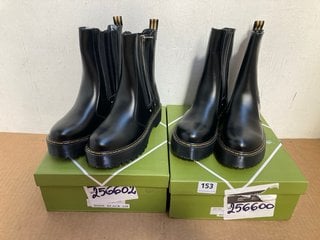 2 X M/A SHOES BLACK LEATHER BOOTS UK SIZE 5, 6: LOCATION - A3