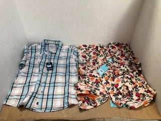 QTY OF ASSORTED MENS AND WOMENS CLOTHING ITEMS TO INCLUDE WEIRD FISH JUDD ORGANIC SHORT SLEEVE CHECK SHIRT IN ECRU UK SIZE XL: LOCATION - A4