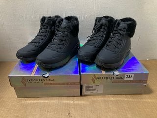 2 X SKECHERS WOMENS UNO RUGGED-FALL AIR FASHION BOOTS IN ALL BLACK UK SIZE 4, 4.5: LOCATION - A6