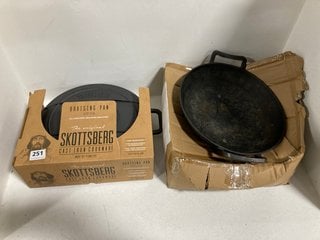 SKOTTSBERG BRAISING PAN TO INCLUDE DUTCH IRON PAN WITHOUT LID: LOCATION - A7