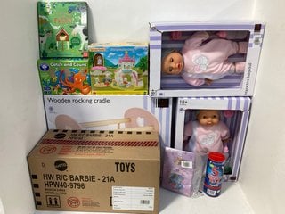 QTY OF ASSORTED KIDS TOYS TO INCLUDE 5 SECOND RULE MINI GAME SPORT AND JOHN LEWIS & PARTNERS INTERACTIVE BABY DOLL: LOCATION - A8