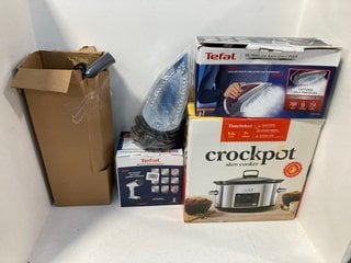 5 X ASSORTED HOUSEHOLD ITEMS TO INCLUDE CROCKPOT SLOW COOKER AND TEFAL ACCESS STEAM POCKET: LOCATION - A8