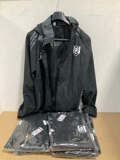 BOX OF FULHAM FC SOFTSHELL JACKETS IN BLACK UK SIZE XL: LOCATION - A10