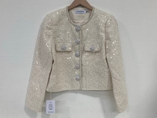 SELF-PORTRAIT SEQUIN BOUCLE JACKET IN CREAM - UK SIZE 10 - RRP £400.00: LOCATION - FRONT BOOTH