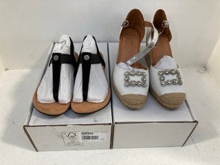 HAVANNA OFF WHITE LEATHER SANDALS UK SIZE 8 TO INCLUDE VIONIC BREA WOMENS SANDALS IN BLACK UK SIZE 3: LOCATION - B5