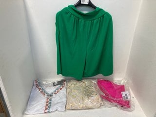 4 X ASSORTED WOMENS CLOTHING ITEMS TO INCLUDE MALISSA COLLECTION VELVET VEST TOP IN HOT PINK UK SIZE S/M: LOCATION - B4