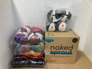 BOX OF NAKED SPROUT THE MOST SUSTAINABLE TOILET ROLL TO INCLUDE BOX OF ASSORTED SIRDAR WOOL IN VARIOUS COLOURS: LOCATION - B3