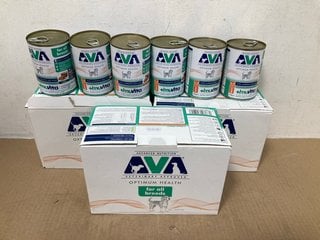 BOX OF ASSORTED AVA DOG FOOD ITEMS TO INCLUDE 6 PACK CHICKEN AND LAMB ADULT DOG FOOD BBE: AUGUST 2026: LOCATION - B3