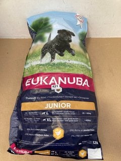 EUKANUBA JUNIOR DOG FOOD 12KG BBE: FEB 2026: LOCATION - B3