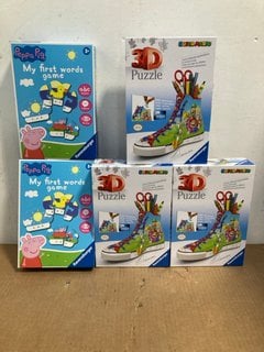 2 X RAVENSBURGER PEPPA PIG MY FIRST WORDS GAME TO INCLUDE 3 X RAVENSBURGER SNEAKER SUPER MARIO PUZZLE GAME: LOCATION - B7