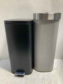 2 X JOHN LEWIS & PARTNERS ANYDAY PEDAL BIN 30L IN GREY/BLACK: LOCATION - A*