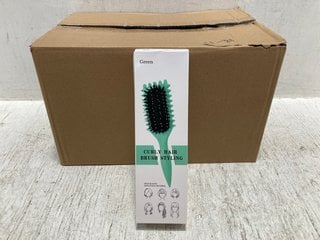 BOX OF CURLY HAIR STYLING BRUSHES IN GREEN: LOCATION - B10